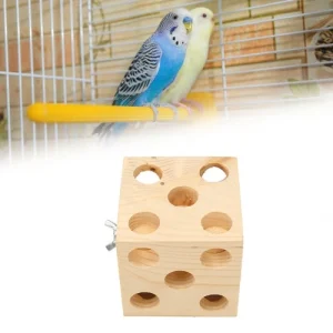Bird Block Chewing Toy Wooden Foraging Shredding Block Perch Toy For NEW