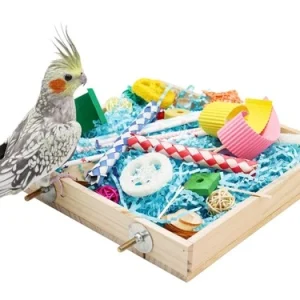 Bird Foraging Toys Box, Wooden Parrot Shredding Toys Box, Bird Chewing Toys, ...